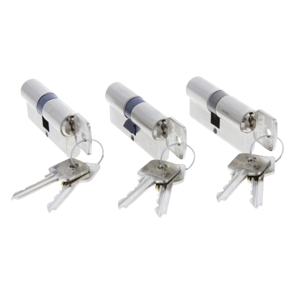 Starx drie profielcilinders dubbel gelijksluitend 30/30mm messing vernikkeld