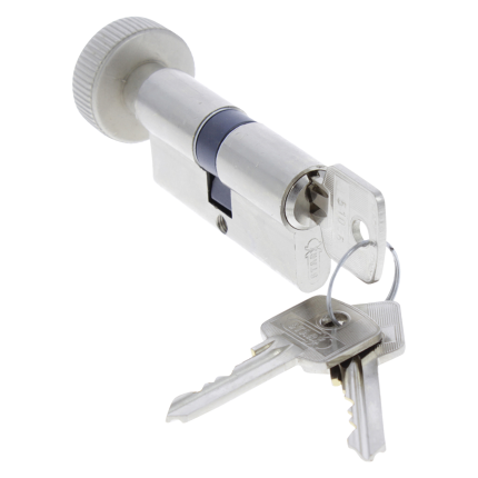 Starx profielcilinder met knop gelijksluitend 30/30mm messing vernikkeld