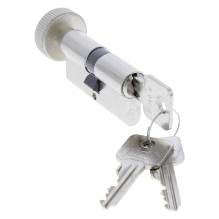 Starx profielcilinder SKG** met knop gelijksluitend 30/30mm messing vernikkeld
