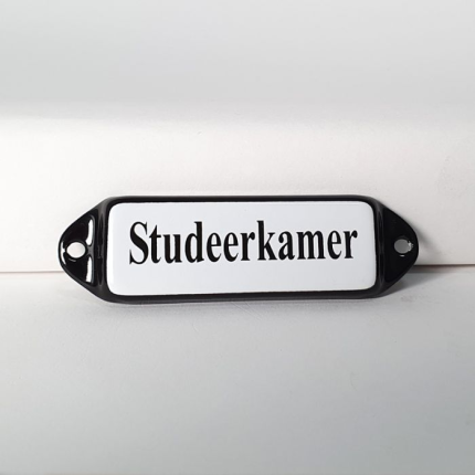 'Studeerkamer' deurbordje emaille model oor