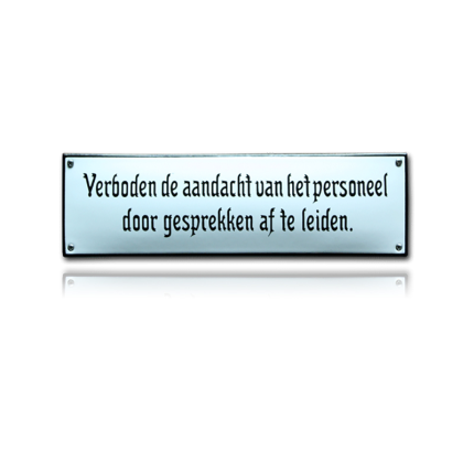TR-26 emaille trein en tram bord 'Verboden af te leiden'