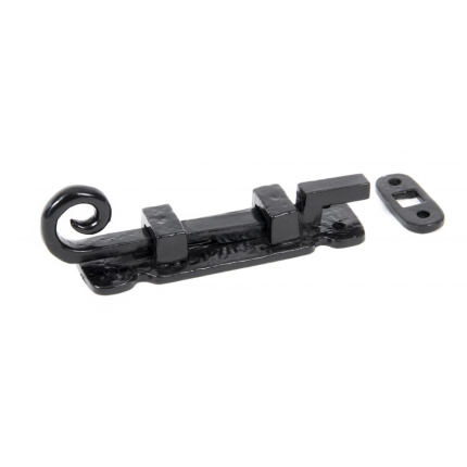 Wardlo deurschuif gebogen 88x28mm smeedijzer zwart