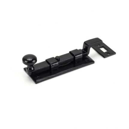 Wardlo deurschuif gebogen met knop 91x36mm smeedijzer zwart