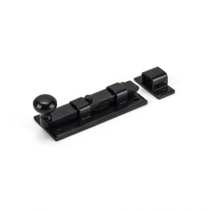 Wardlo deurschuif recht met knop 91x36mm smeedijzer zwart
