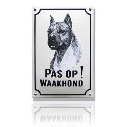WH-02 emaille waakhondbord 'American Stafford Terriër'
