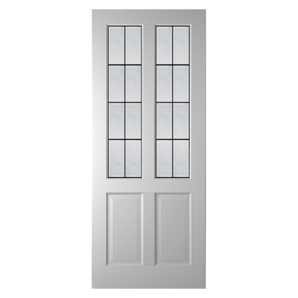 WK6542-A1-M6-O binnendeur opdek met glas in lood model 6 met facet profilering