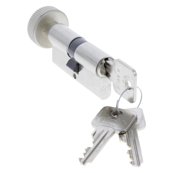 Starx profielcilinder SKG** met knop 30/30mm messing vernikkeld