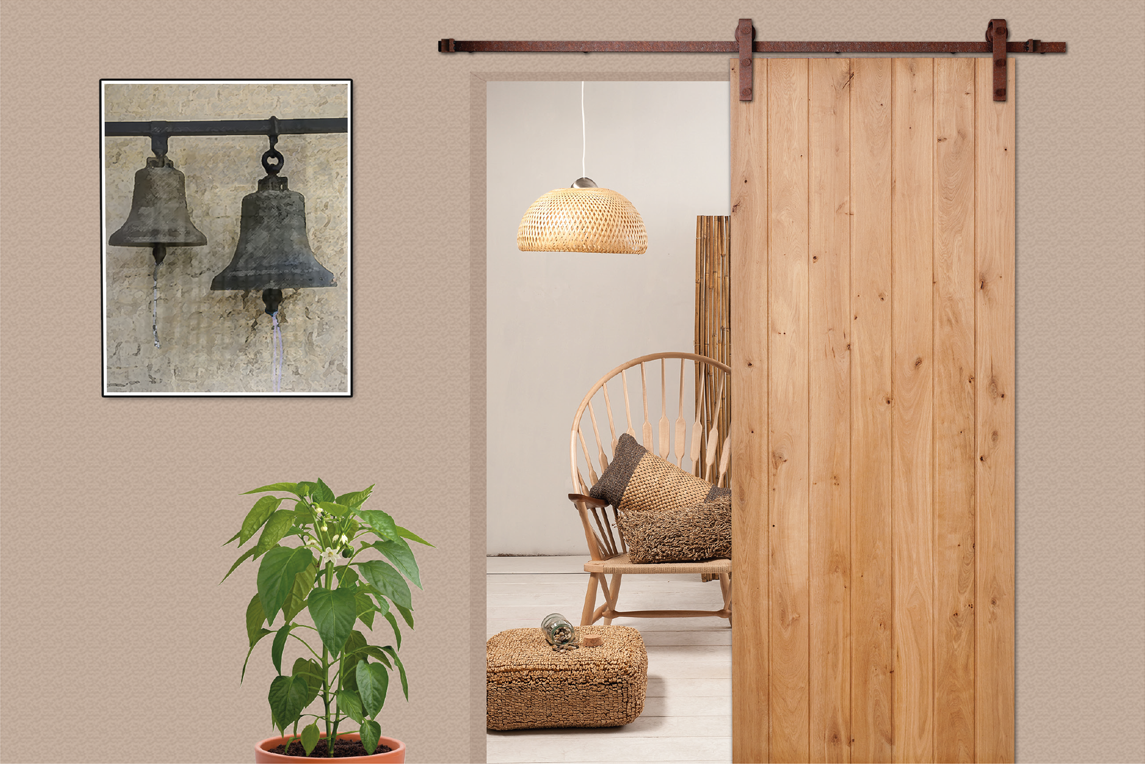 Interieur met schuifdeursysteem roest